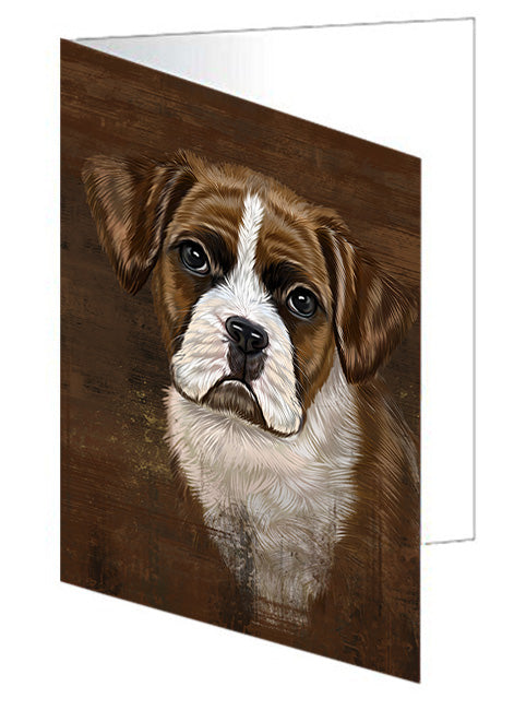 Rustic Boxer Dog Handmade Artwork Assorted Pets Greeting Cards and Note Cards with Envelopes for All Occasions and Holiday Seasons GCD55100