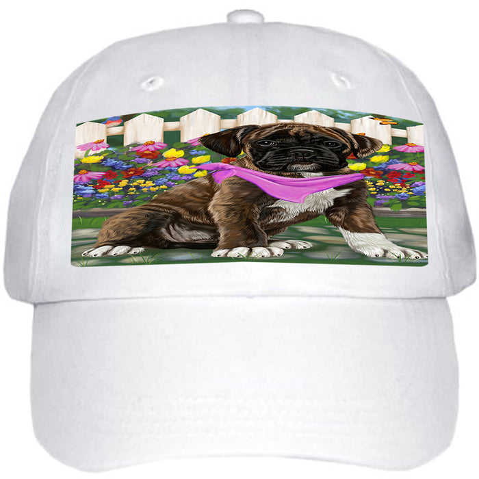 Spring Floral Boxer Dog Ball Hat Cap HAT53169