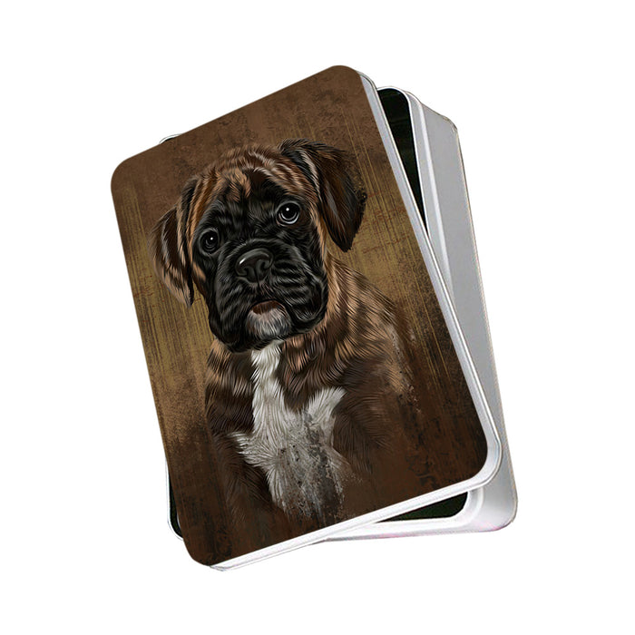 Rustic Boxer Dog Photo Storage Tin PITN50358