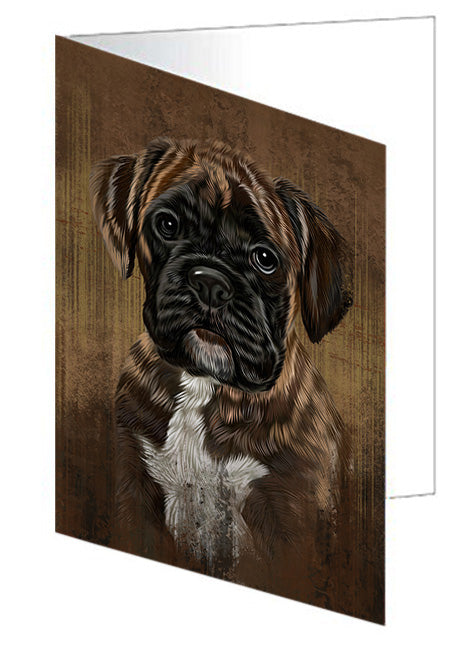 Rustic Boxer Dog Handmade Artwork Assorted Pets Greeting Cards and Note Cards with Envelopes for All Occasions and Holiday Seasons GCD55103