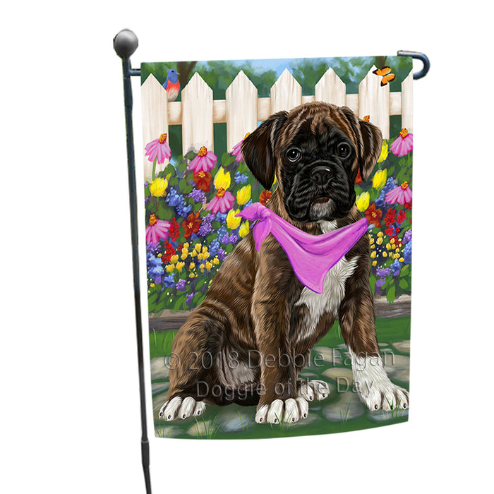 Spring Floral Boxer Dog Garden Flag GFLG49641