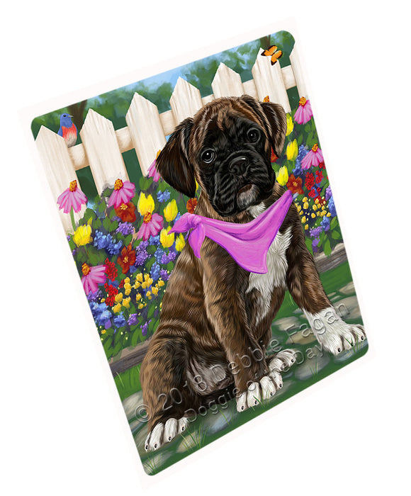 Spring Floral Boxer Dog Tempered Cutting Board C53301