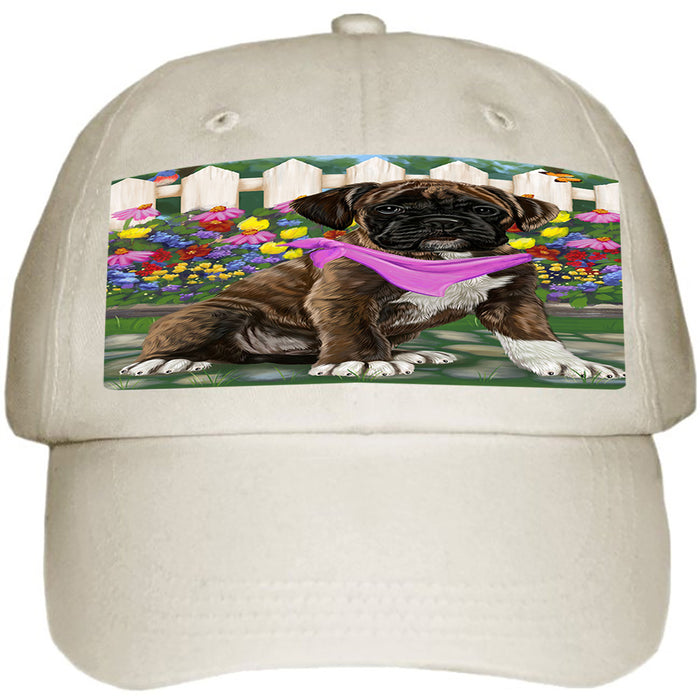 Spring Floral Boxer Dog Ball Hat Cap HAT53169