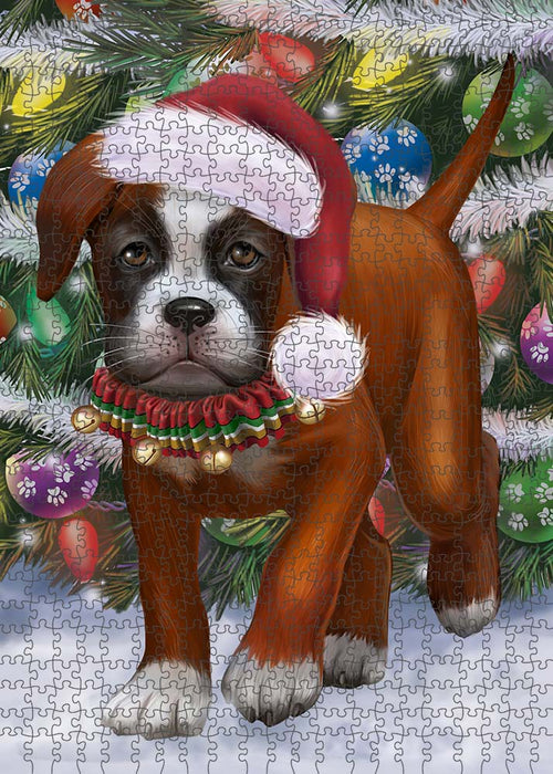 Trotting in the Snow Boxer Dog Puzzle with Photo Tin PUZL89900