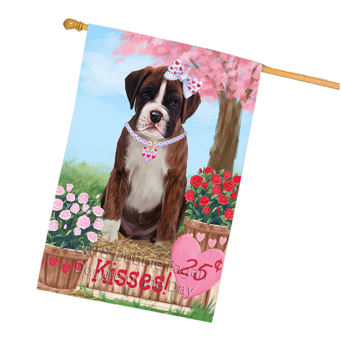 Rosie 25 Cent Kisses Boxer Dog House Flag FLG56632