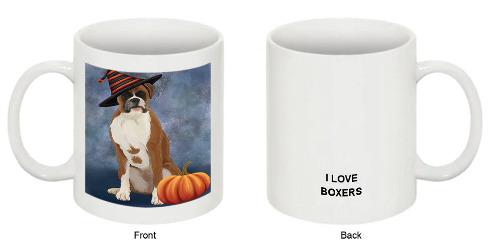 Happy Halloween Boxer Dog Wearing Witch Hat with Pumpkin Coffee Mug MUG50334
