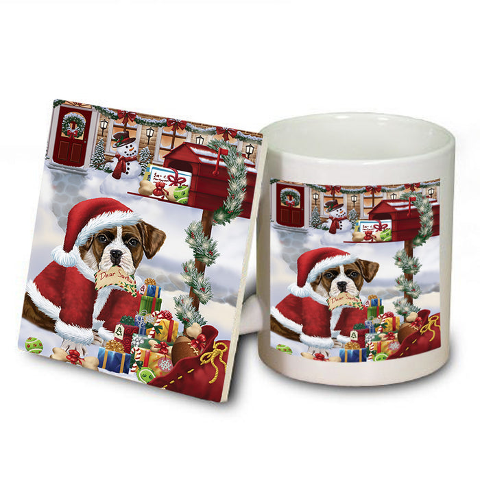 Boxer Dog Dear Santa Letter Christmas Holiday Mailbox Mug and Coaster Set MUC53868