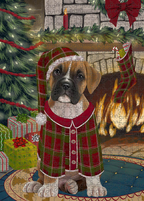 The Stocking was Hung Boxer Dog Puzzle with Photo Tin PUZL89164