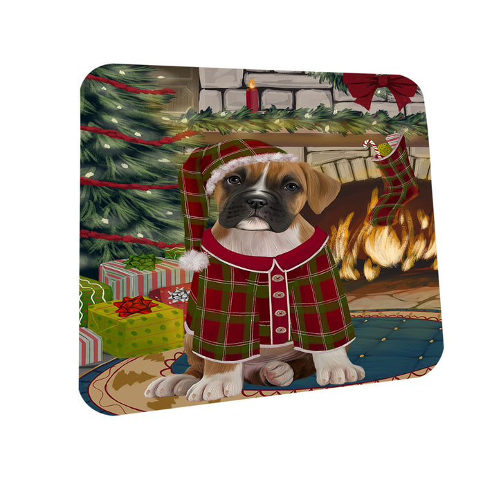 The Stocking was Hung Boxer Dog Coasters Set of 4 CST55198