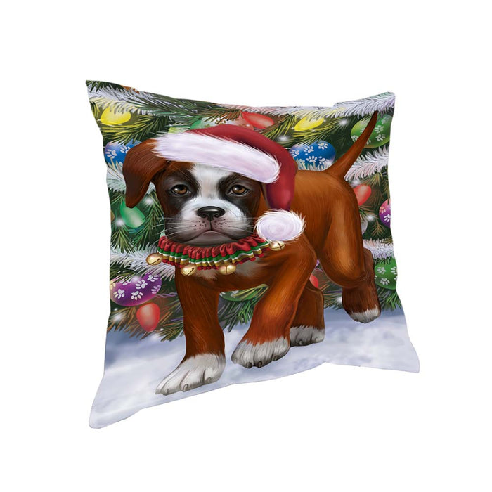 Trotting in the Snow Boxer Dog Pillow PIL70624