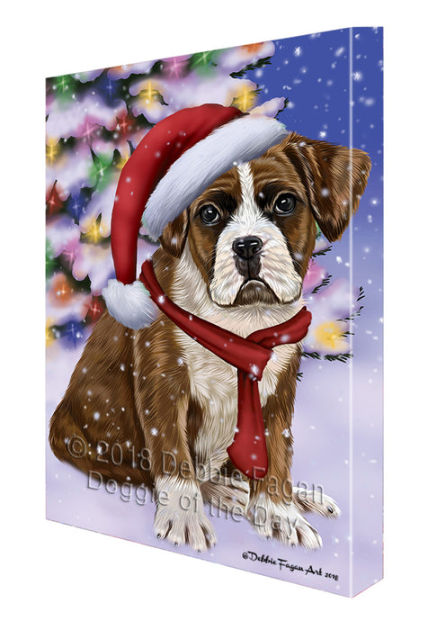 Winterland Wonderland Boxer Dog In Christmas Holiday Scenic Background  Canvas Print Wall Art Décor CVS98153