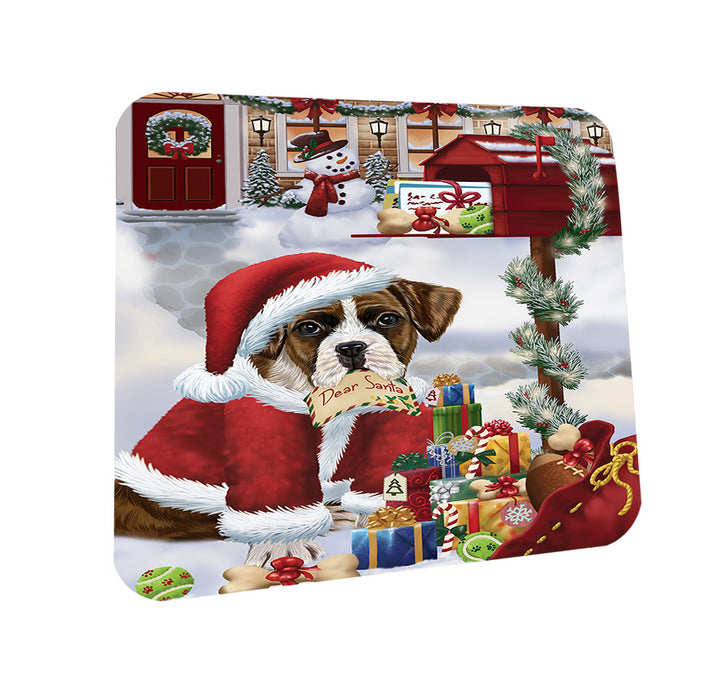 Boxer Dog Dear Santa Letter Christmas Holiday Mailbox Coasters Set of 4 CST53834