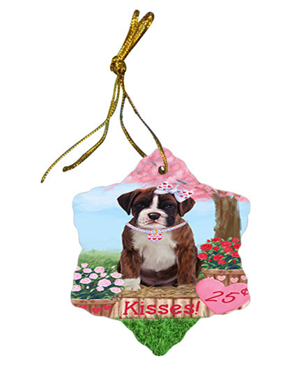 Rosie 25 Cent Kisses Boxer Dog Star Porcelain Ornament SPOR56304
