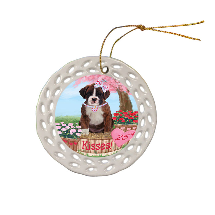 Rosie 25 Cent Kisses Boxer Dog Ceramic Doily Ornament DPOR56304