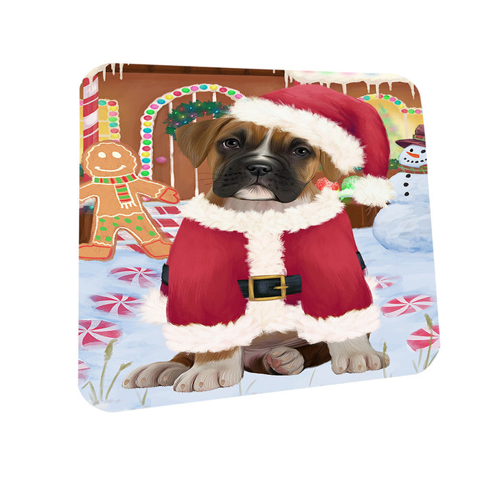 Christmas Gingerbread House Candyfest Boxer Dog Coasters Set of 4 CST56168