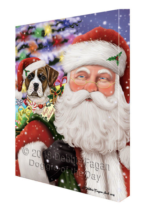 Santa Carrying Boxer Dog and Christmas Presents Canvas Print Wall Art Décor CVS103535