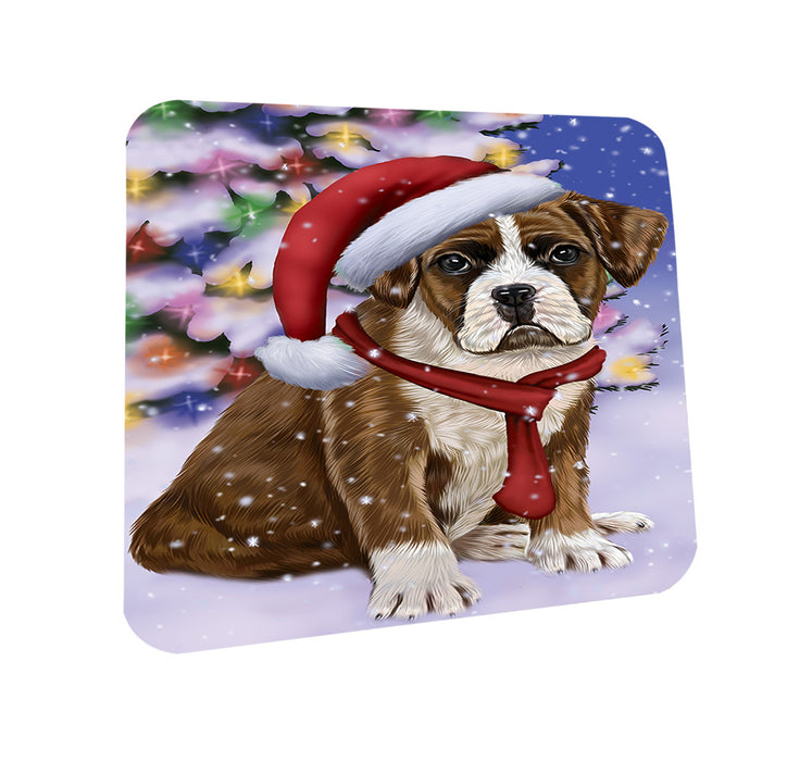 Winterland Wonderland Boxer Dog In Christmas Holiday Scenic Background  Coasters Set of 4 CST53325