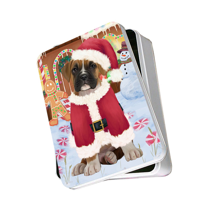 Christmas Gingerbread House Candyfest Boxer Dog Photo Storage Tin PITN56129