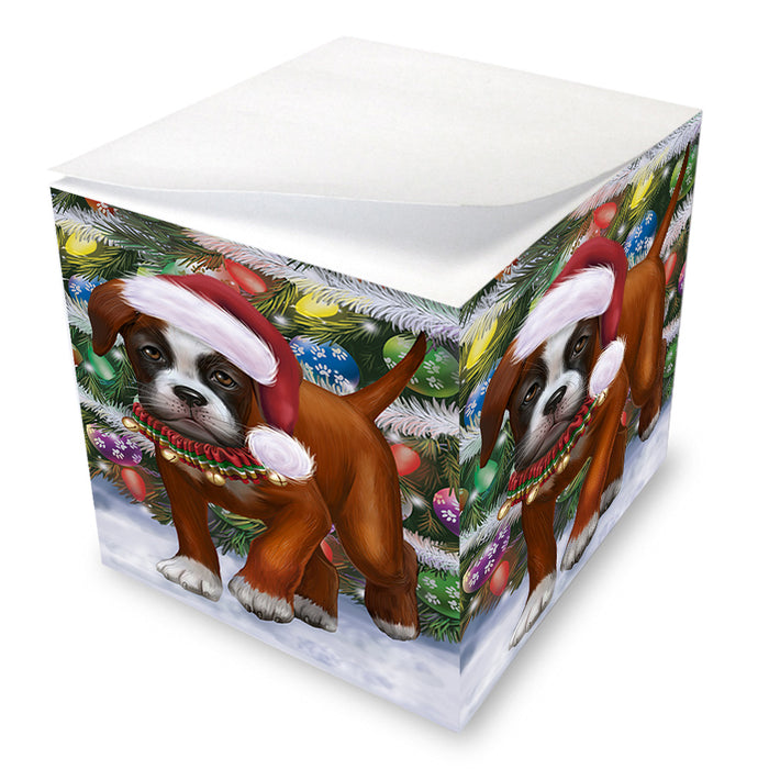 Trotting in the Snow Boxer Dog Note Cube NOC53770