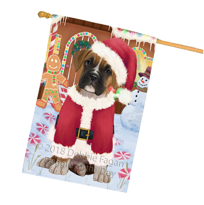 Christmas Gingerbread House Candyfest Boxer Dog House Flag FLG56894