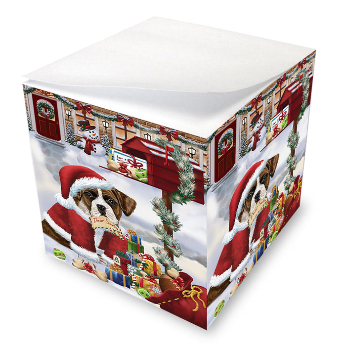 Boxer Dog Dear Santa Letter Christmas Holiday Mailbox Note Cube NOC55522