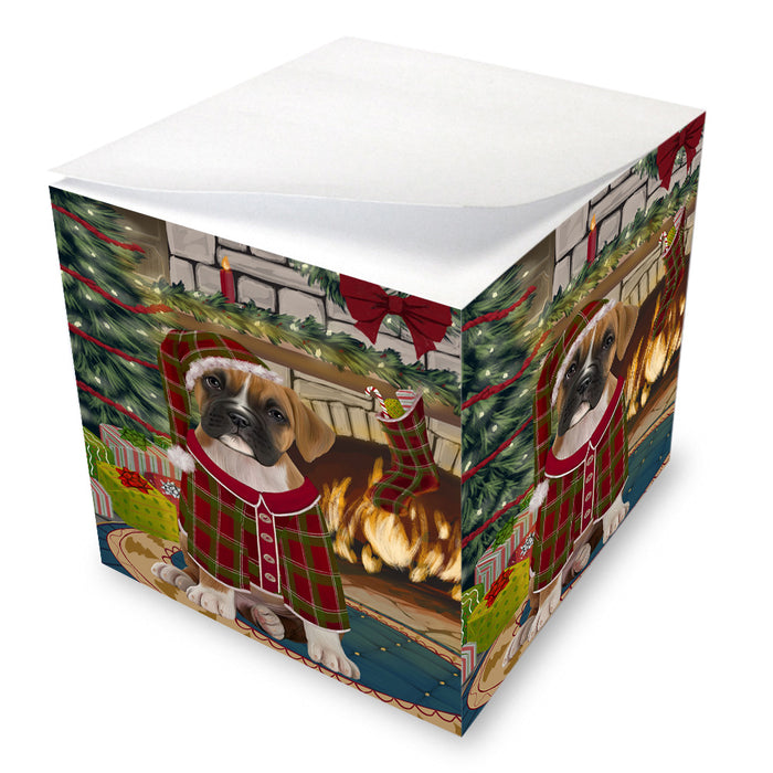 The Stocking was Hung Boxer Dog Note Cube NOC53586