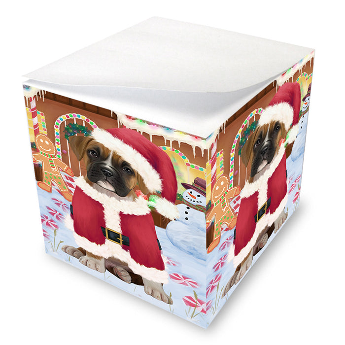 Christmas Gingerbread House Candyfest Boxer Dog Note Cube NOC54282