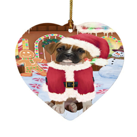 Christmas Gingerbread House Candyfest Boxer Dog Heart Christmas Ornament HPOR56566