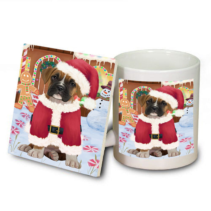 Christmas Gingerbread House Candyfest Boxer Dog Mug and Coaster Set MUC56202
