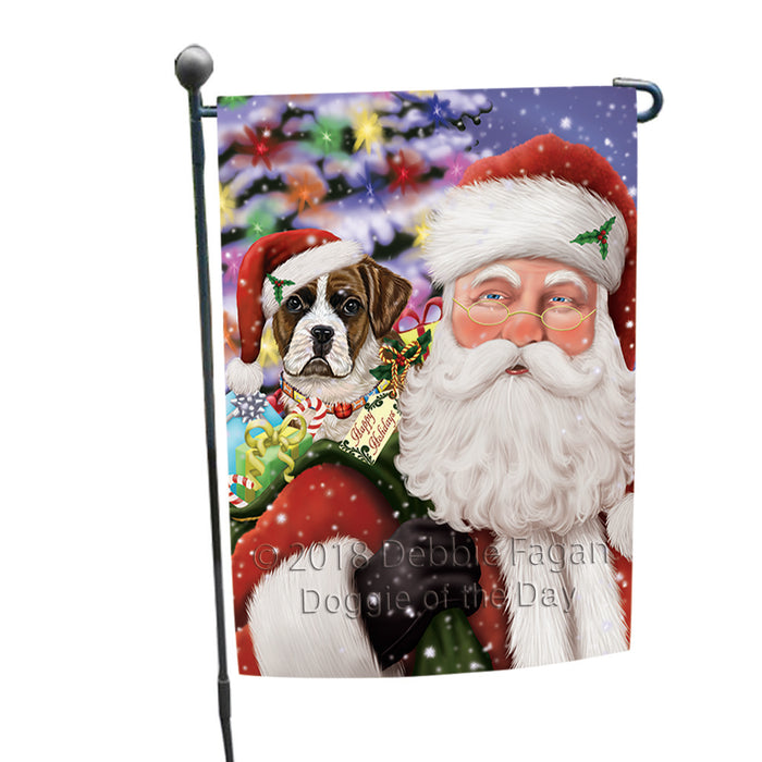 Santa Carrying Boxer Dog and Christmas Presents Garden Flag GFLG54027