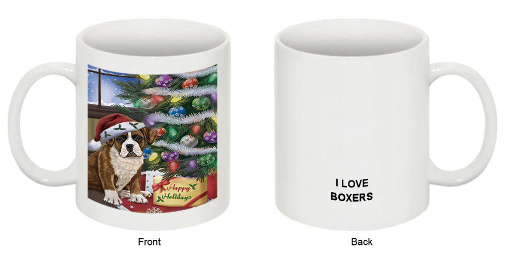 Christmas Happy Holidays Boxer Dog with Tree and Presents Coffee Mug MUG49204