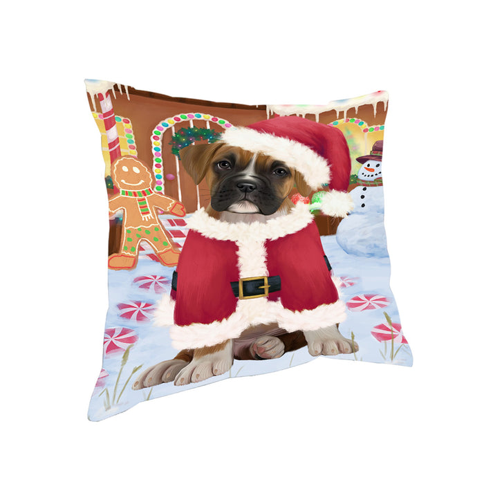 Christmas Gingerbread House Candyfest Boxer Dog Pillow PIL79132