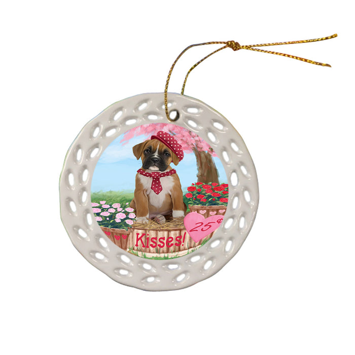 Rosie 25 Cent Kisses Boxer Dog Ceramic Doily Ornament DPOR56305