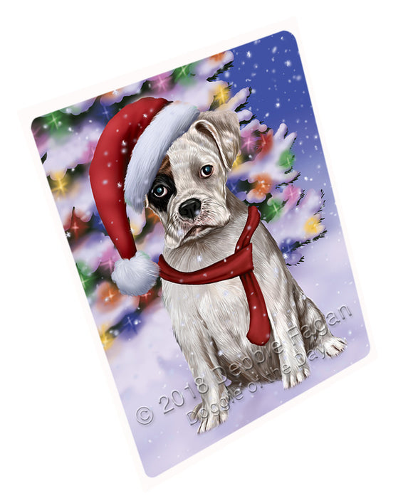 Winterland Wonderland Boxer Dog In Christmas Holiday Scenic Background  Blanket BLNKT97653
