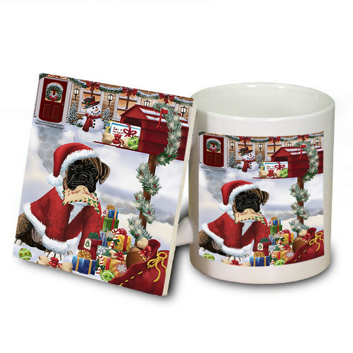 Boxer Dog Dear Santa Letter Christmas Holiday Mailbox Mug and Coaster Set MUC53869