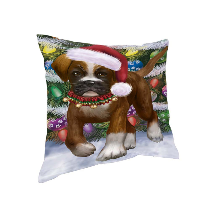 Trotting in the Snow Boxer Dog Pillow PIL70628