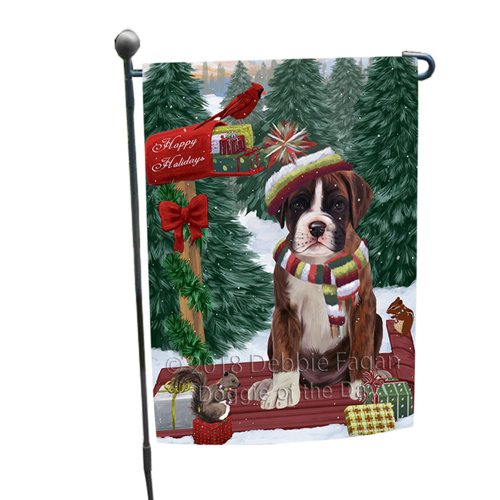 Merry Christmas Woodland Sled Boxer Dog Garden Flag GFLG55162