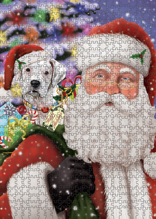 Santa Carrying Boxer Dog and Christmas Presents Puzzle with Photo Tin PUZL83020