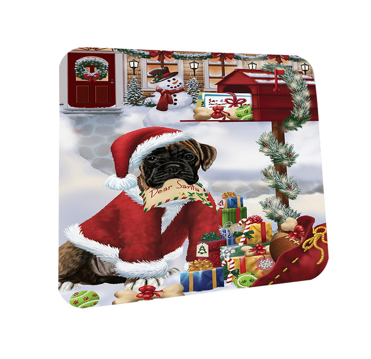 Boxer Dog Dear Santa Letter Christmas Holiday Mailbox Coasters Set of 4 CST53835