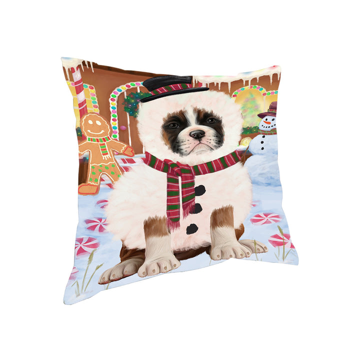 Christmas Gingerbread House Candyfest Boxer Dog Pillow PIL79136
