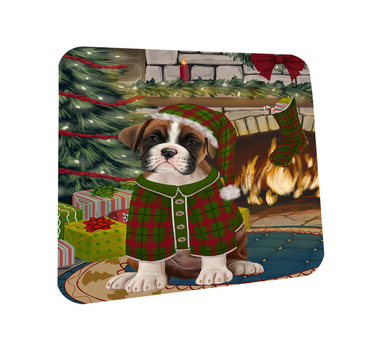 The Stocking was Hung Boxer Dog Coasters Set of 4 CST55199