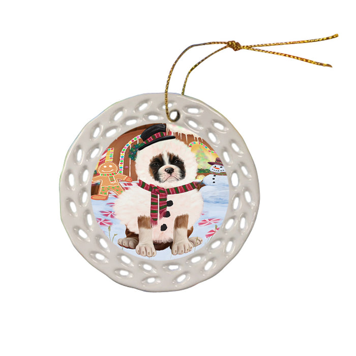 Christmas Gingerbread House Candyfest Boxer Dog Ceramic Doily Ornament DPOR56567