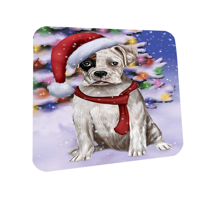 Winterland Wonderland Boxer Dog In Christmas Holiday Scenic Background  Coasters Set of 4 CST53326