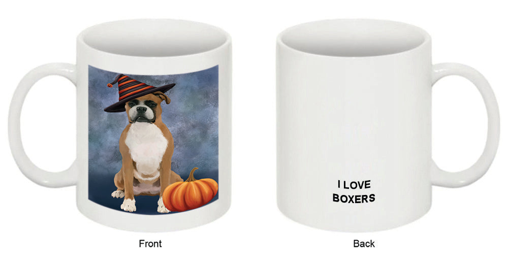 Happy Halloween Boxer Dog Wearing Witch Hat with Pumpkin Coffee Mug MUG50335