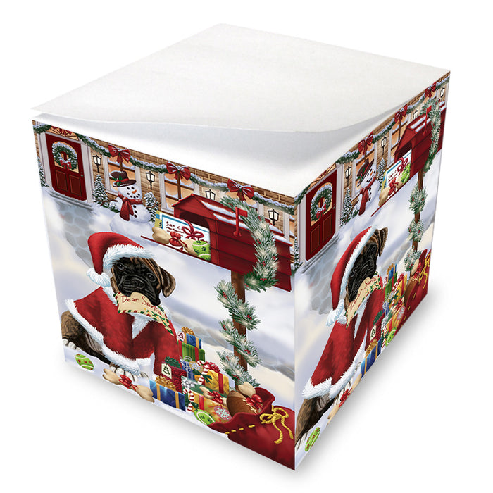Boxer Dog Dear Santa Letter Christmas Holiday Mailbox Note Cube NOC55523