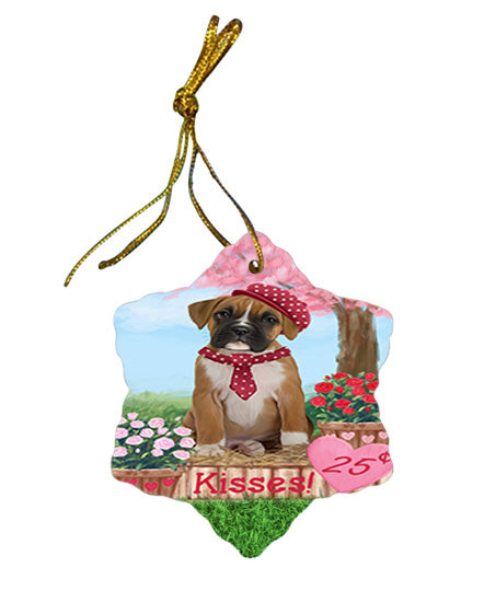 Rosie 25 Cent Kisses Boxer Dog Star Porcelain Ornament SPOR56305