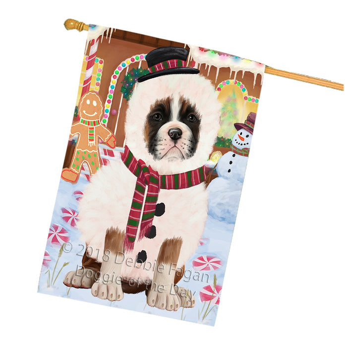 Christmas Gingerbread House Candyfest Boxer Dog House Flag FLG56895
