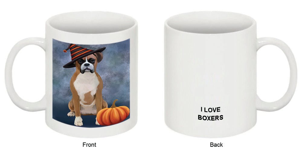 Happy Halloween Boxer Dog Wearing Witch Hat with Pumpkin Coffee Mug MUG50336