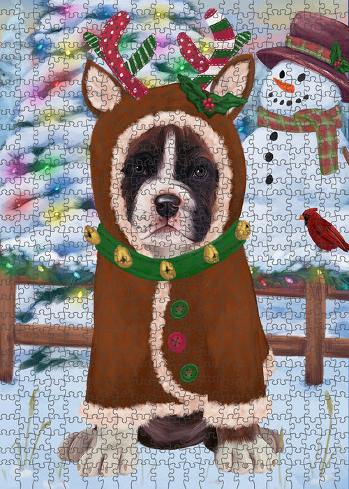 Christmas Gingerbread House Candyfest Boxer Dog Puzzle with Photo Tin PUZL93048