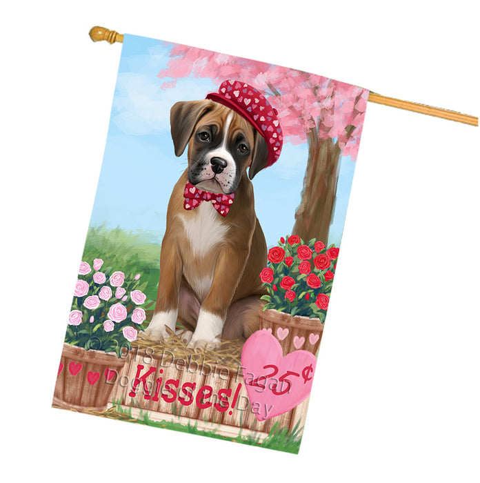 Rosie 25 Cent Kisses Boxer Dog House Flag FLG56634